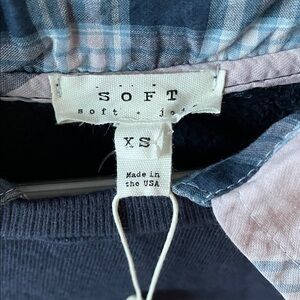 Soft Joie Navy and Light Blue Plaid Shirt